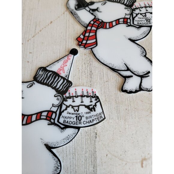 Vintage Coca-Cola polar bear 10th birthday badger chapter ornament Xmas set - Picture 4 of 7